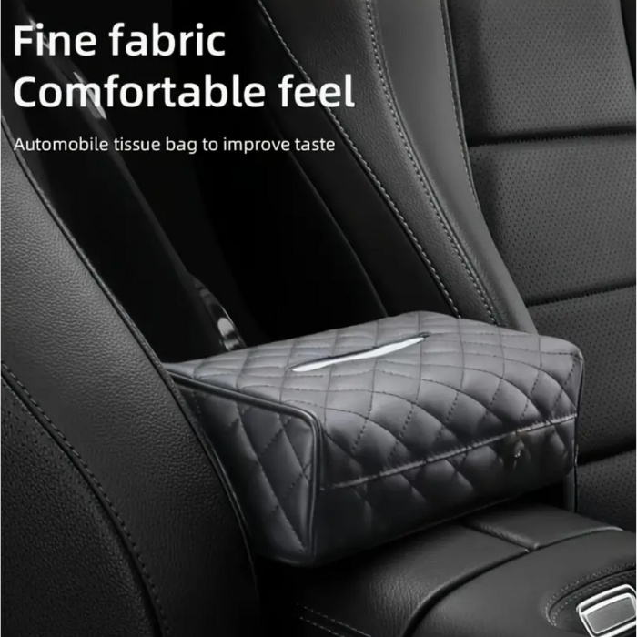 Box for Tissues Car in PU Leather – Sunshade or Headrest Attachment