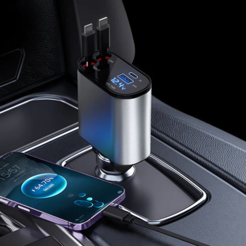 Chargeur Auto Rapide – Compatibilité iPhone Et USB-C