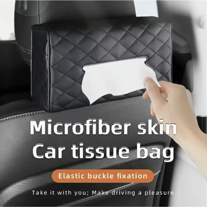 Box for Tissues Car in PU Leather – Sunshade or Headrest Attachment