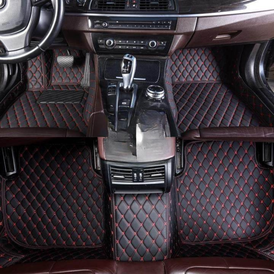 Waterproof Car Mats – Black & Red Sport Style