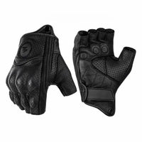 Rękawice motocyklowe z półpalcami z PU – stylowe retro biker i oddychające na lato 