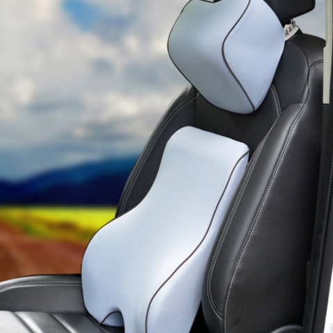 Bederní opěrka a polštářek pod hlavu z paměťové pěny - pohodlí a úleva pro záda