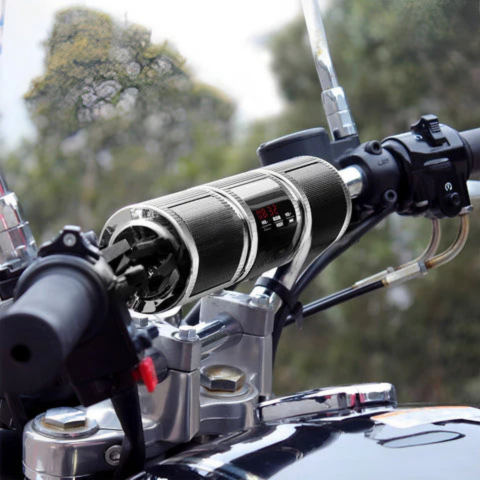 ハンドル用バイクスピーカー — ワイヤレスBluetooth、FMラジオ、USBポート 