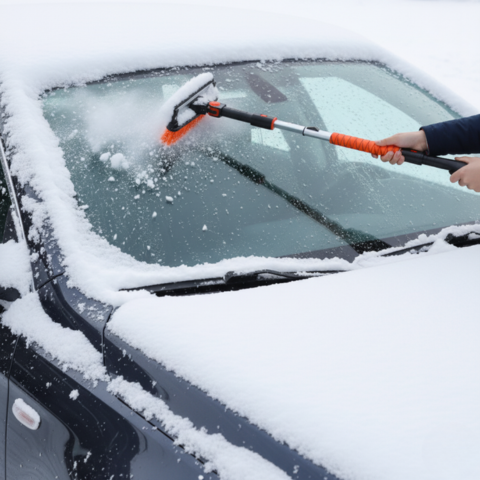 Brosse À Neige Et Grattoir Auto — Manche Réglable Et Amovible