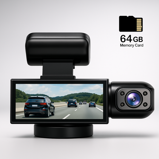 Dashcam Double Full HD Car - Night Vision + Interior Camera 