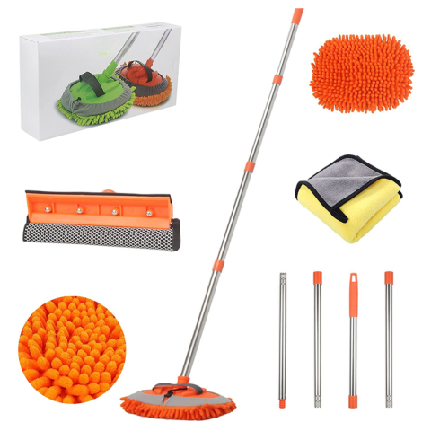 Multifunktionales Auto-Waschset — Verstellbarer Griff & Weiches Tuch 