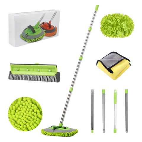 Multifunktionales Auto-Waschset — Verstellbarer Griff & Weiches Tuch 
