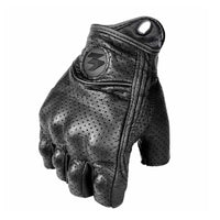 Rękawice motocyklowe z półpalcami z PU – stylowe retro biker i oddychające na lato 