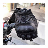 Rękawice motocyklowe z półpalcami z PU – stylowe retro biker i oddychające na lato 