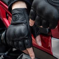 Rękawice motocyklowe z półpalcami z PU – stylowe retro biker i oddychające na lato 